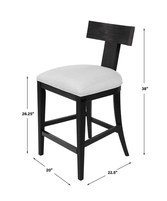 Idris - Modern Wood Counter Stool - Black & White