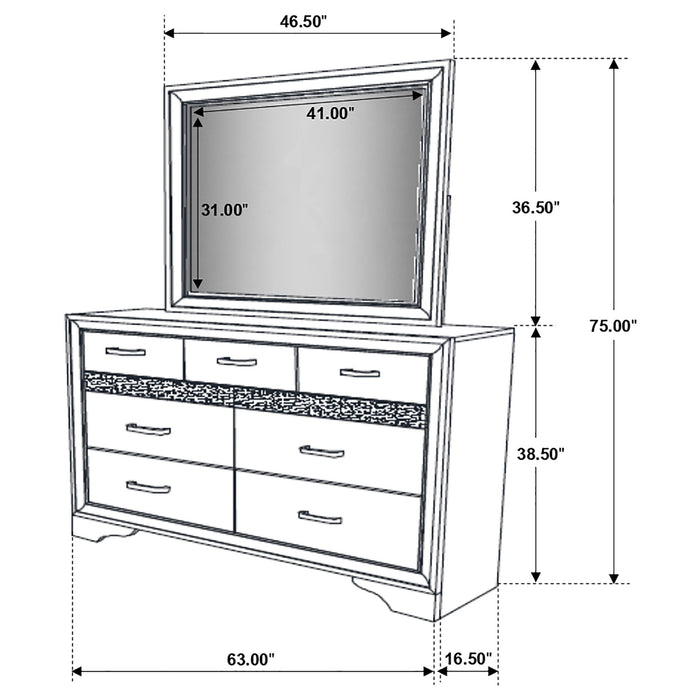 7 Drawer Dresser With Mirror - White