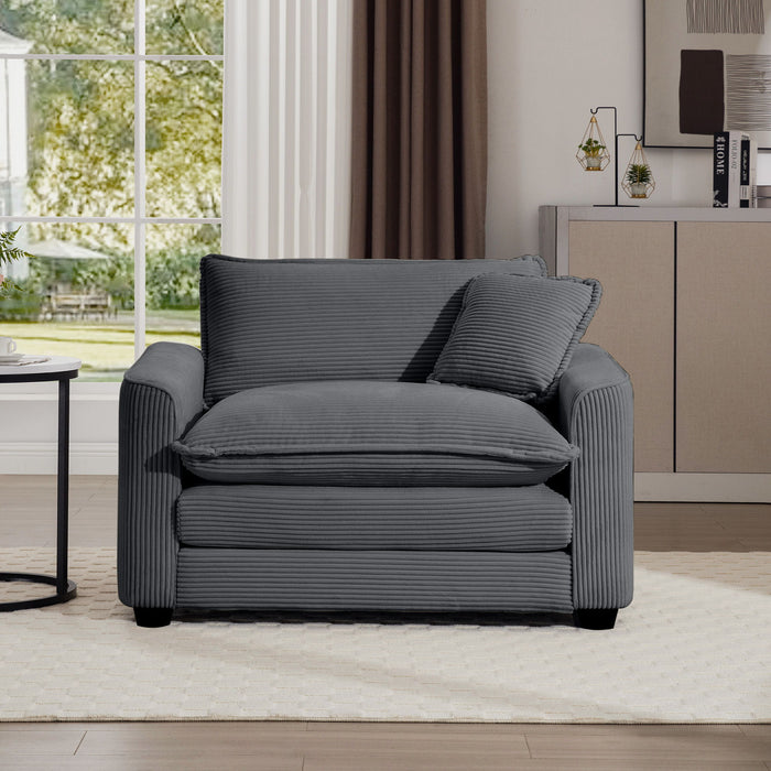 Modern Classic Corduroy Fabric Single Chair Deep Seat Sofa With Pillow