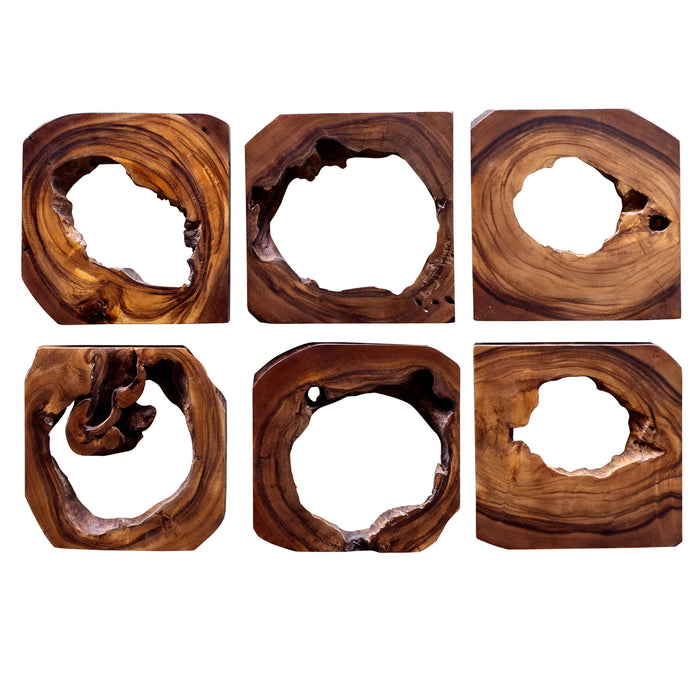 Adlai - Wood Wall Art (Set of 6) - Dark Brown