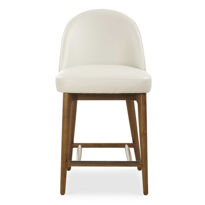 Stitches - Leather Counter Stool - White / Brown