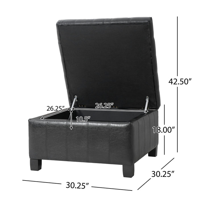 Square Tufted Indoor Ottoman With Lift-Top Storage