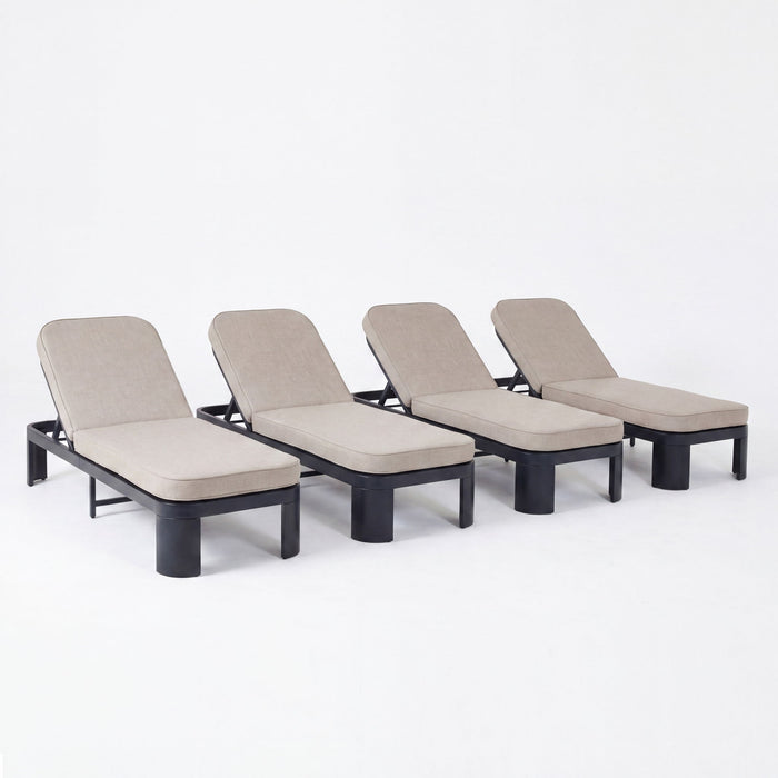 Outdoor Chaise Lounge With Cushion, 5 Position Adjustable Backrest