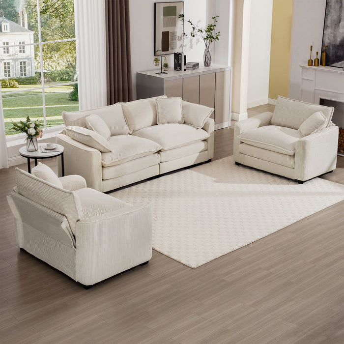 Elegant Corduroy Oversized Sectional Sofa Set With Deep Seats And Flexible Layout