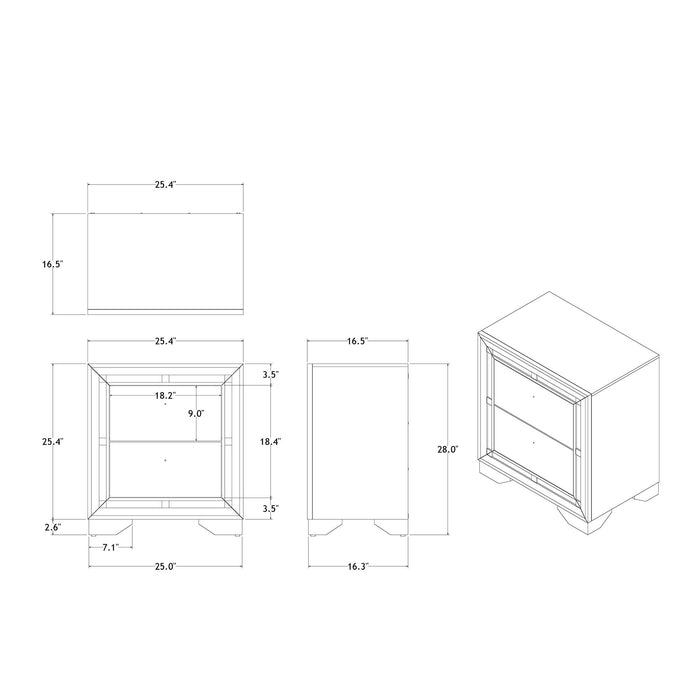 Chloe - Nightstand - Gemstone Silver