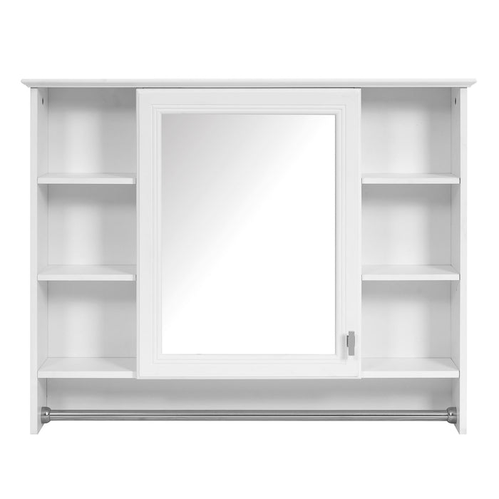 Modern Wall Mounted Mirror Cabinet With Adjustable Shelf, Soft Close Door, And Towel Bar