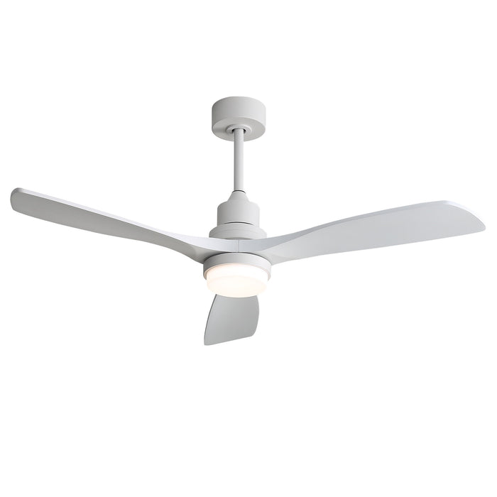52" Blade Ceiling Fan With Remote Controlled LED Light And Quiet DC Motor - White