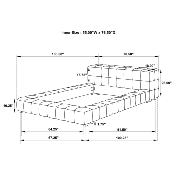 Kinsley - Upholstered Full Platform Bed With Low Profile And Tufted Headboard - Taupe