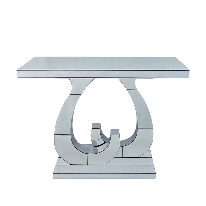 Double C - Base Rectangular Sofa Table For Living Room - Silver