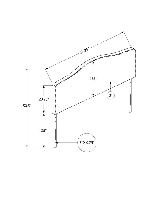 Full Size, Bed Headboard Only, Upholstered, Transitional - White