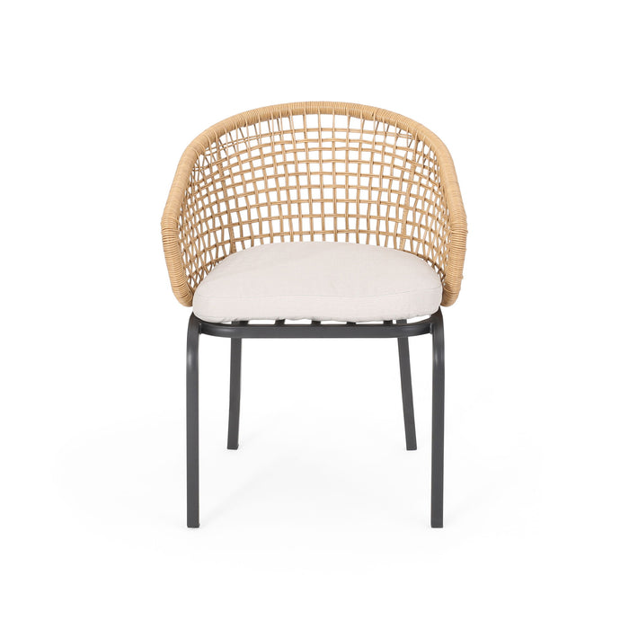 Outdoor Wicker Chair With Powder Coated Iron Legs