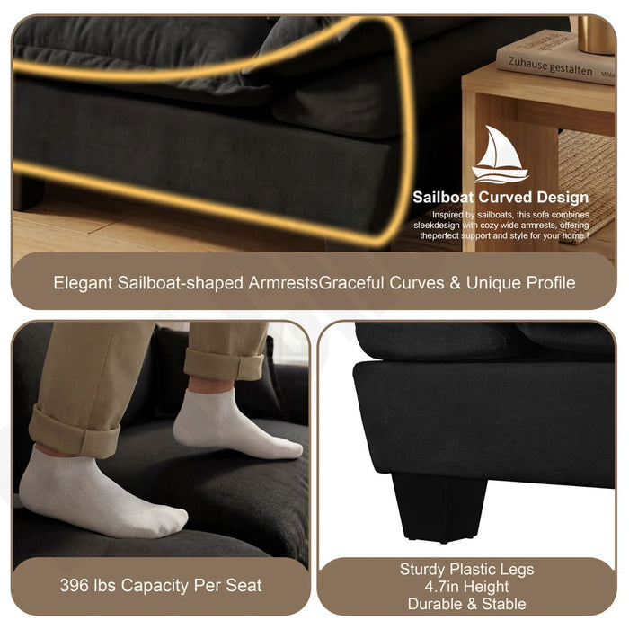 Modular Sectional Sofa With Movable Ottoman & Pillows