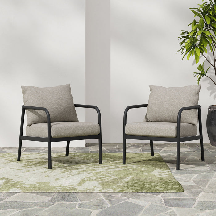 Leora - Modern Minimalist Round Tube Sofa Chair With Cushions - Beige / Black