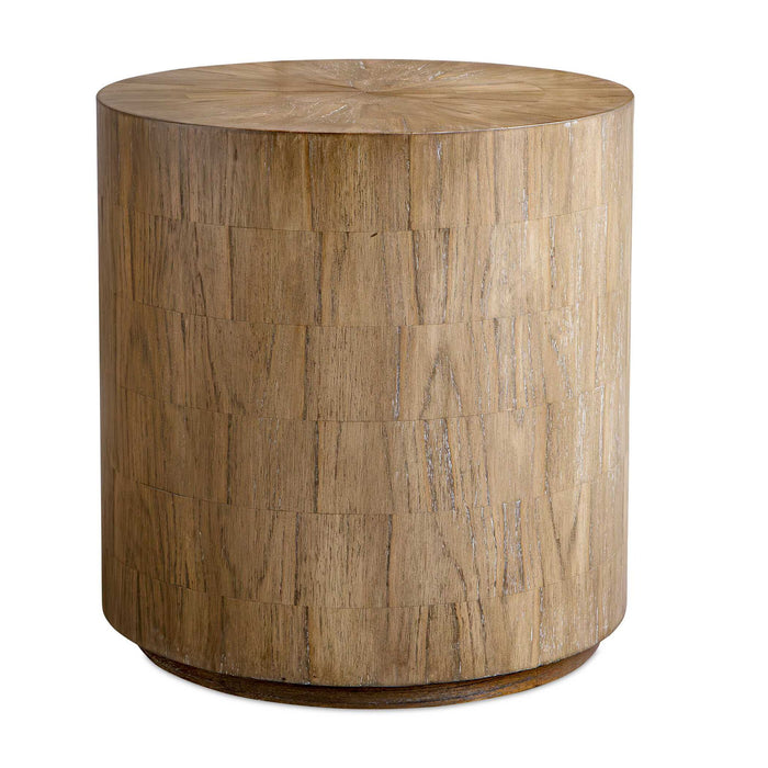 Nevis - Wood Cylinder Side Table - Woodtone
