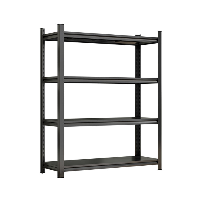 4 Layer Metal Storage Rack, Garage Shelves, Adjustable Height Partition - Black