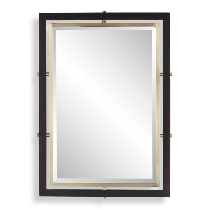 Bach - Rectangle Mirror - Walnut & Brass