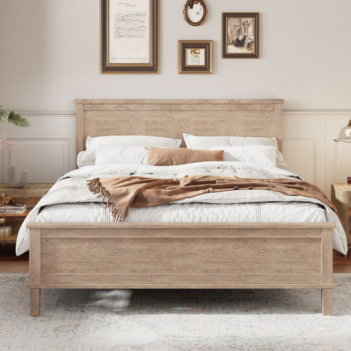 Mid-Century Platform Bed With Headboard And Slat Support, No Box Spring Needed
