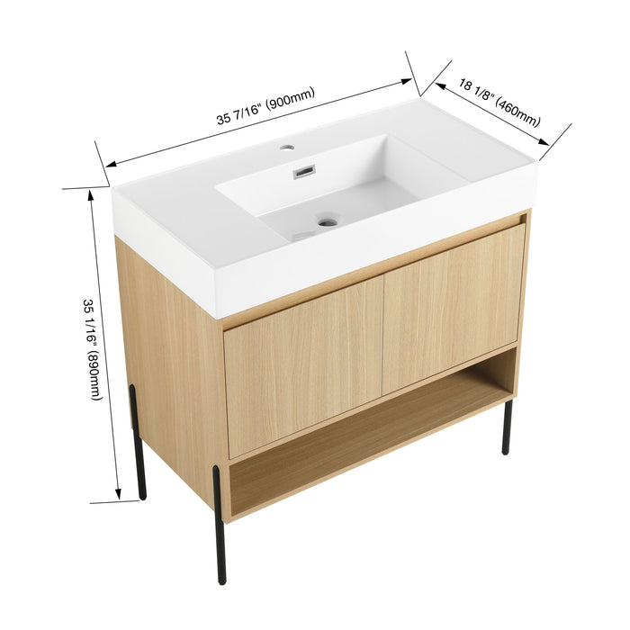 Modern Bathroom Vanity Combo With Single Resin Sink And Storage Cabinet
