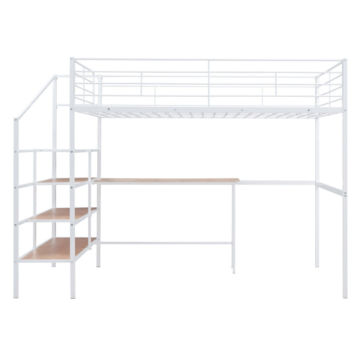 Loft Bed With Desk And Lateral Storage Ladder