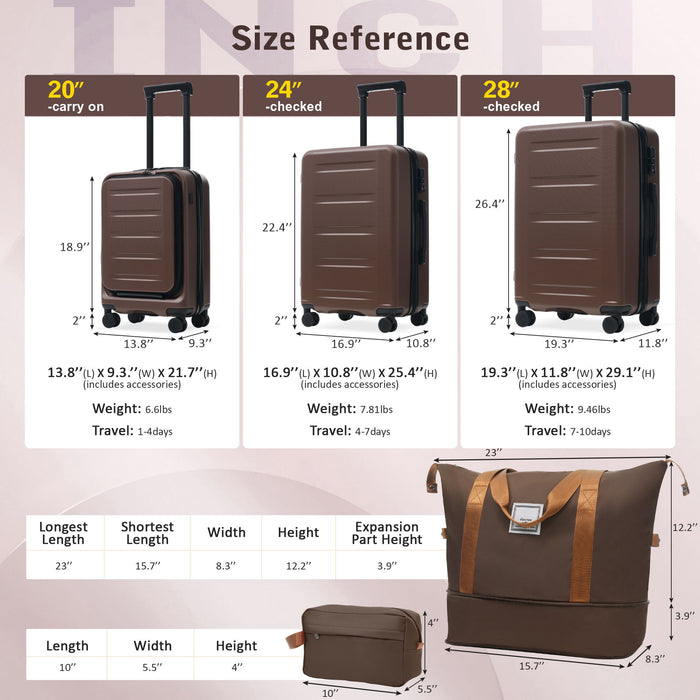 Hardside Luggage Set 5 Piece With Front Opening