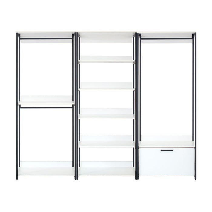 Fiona - Freestanding Walk In Wood Closet System & Metal Frame Melamine - White