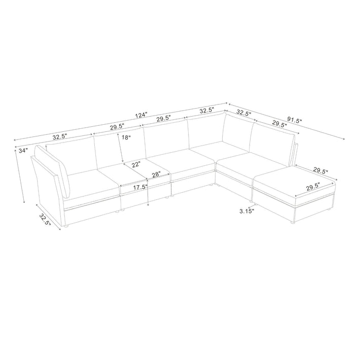 Upholstered Modular Sectional With Custom Configuration And Removable Cushions