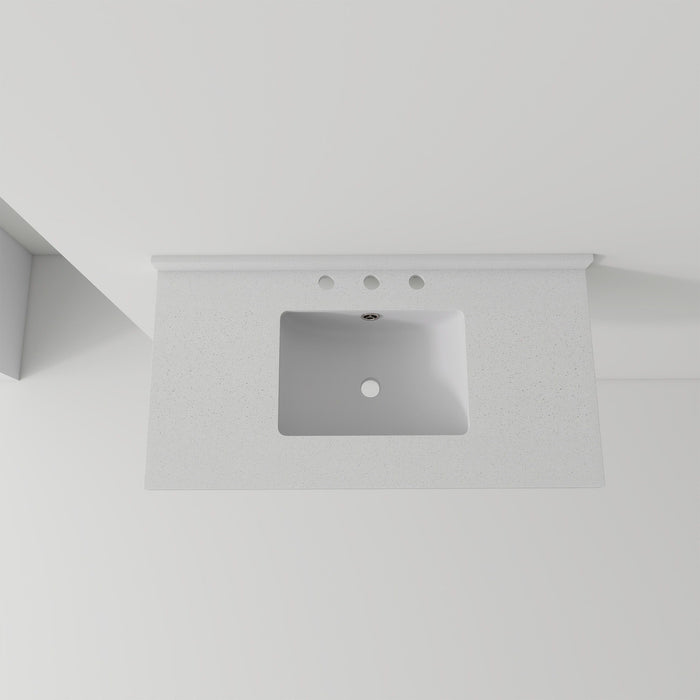 Basin Sink With 2" Thick Rim, Triple Faucet Holes, Sink Only