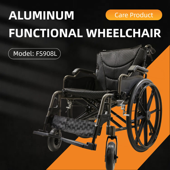 Lightweight Foldable Nursing Wheelchair For Adults Double X Force Support, 300Lbs Capacity, Breathable Cushion & Anti Backflip Design With Tires, Adjustable Seat Belt, Quick Release Wheels - Gray