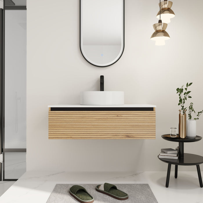 Wall Mounted Bathroom Vanity With Art Sink & 1 Soft Close Drawer