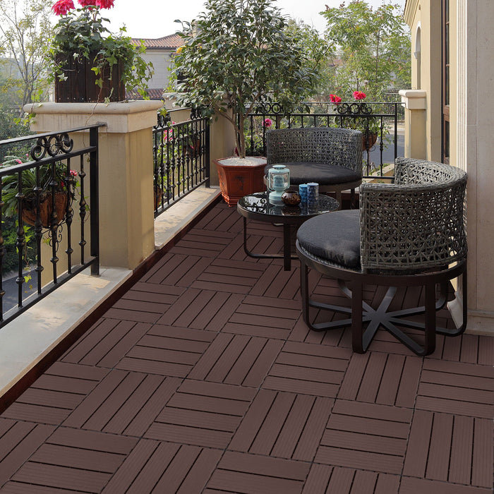 Plastic Interlocking Deck Tiles, Patio Flooring Outdoor Waterproof All Weather Use