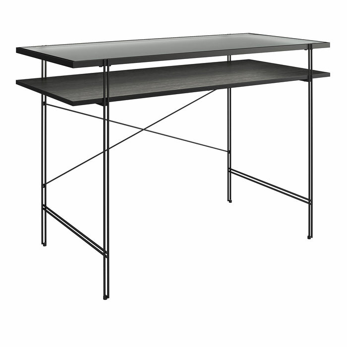 Vance - Computer Desk With Fluted Glass Desktop - Black