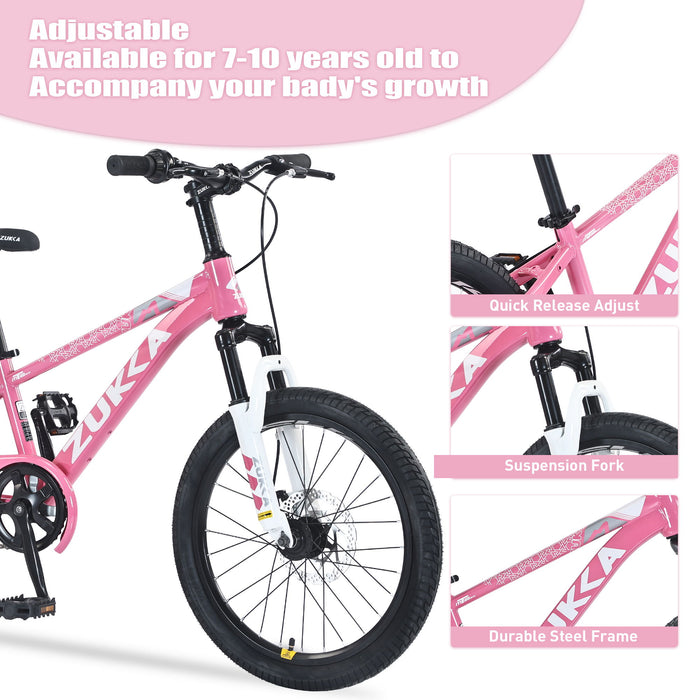 Zukka - 20" Mountain Bike With Adjustable Saddle And Suspension Fork
