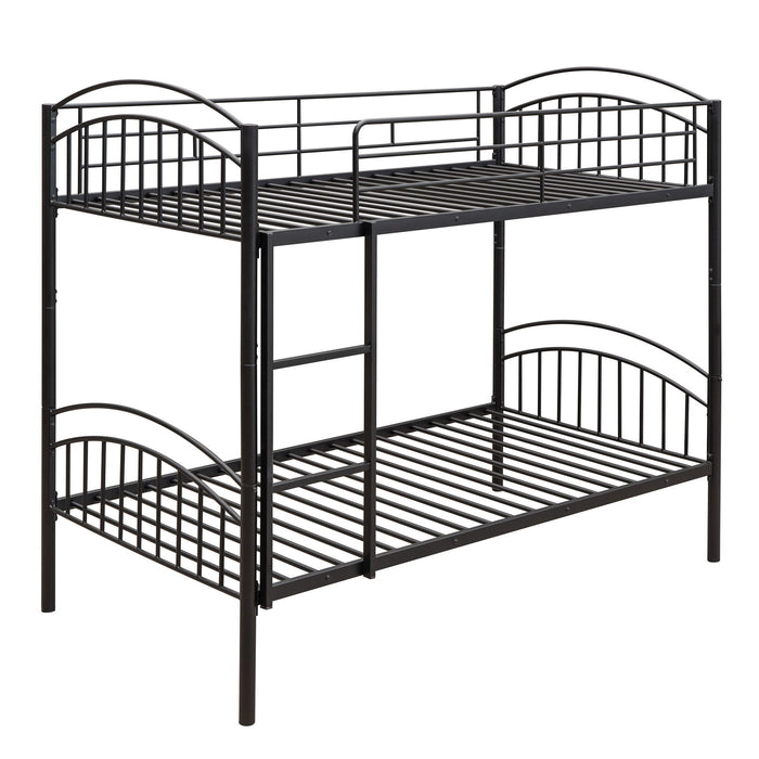Twin Over Twin Bunk Bed, Divided Into Two Beds - Black