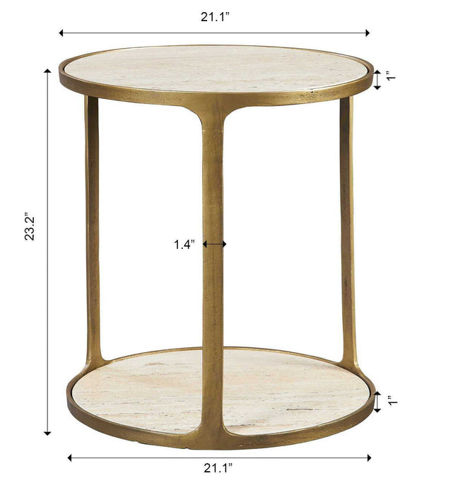 Clench - Brass Side Table - Beige