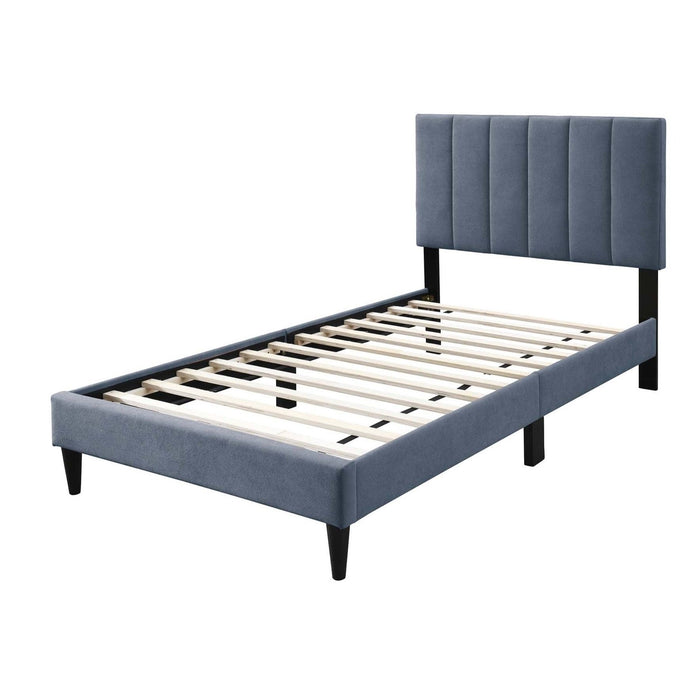 Bed With Channel Tufted Adjustable Headboard