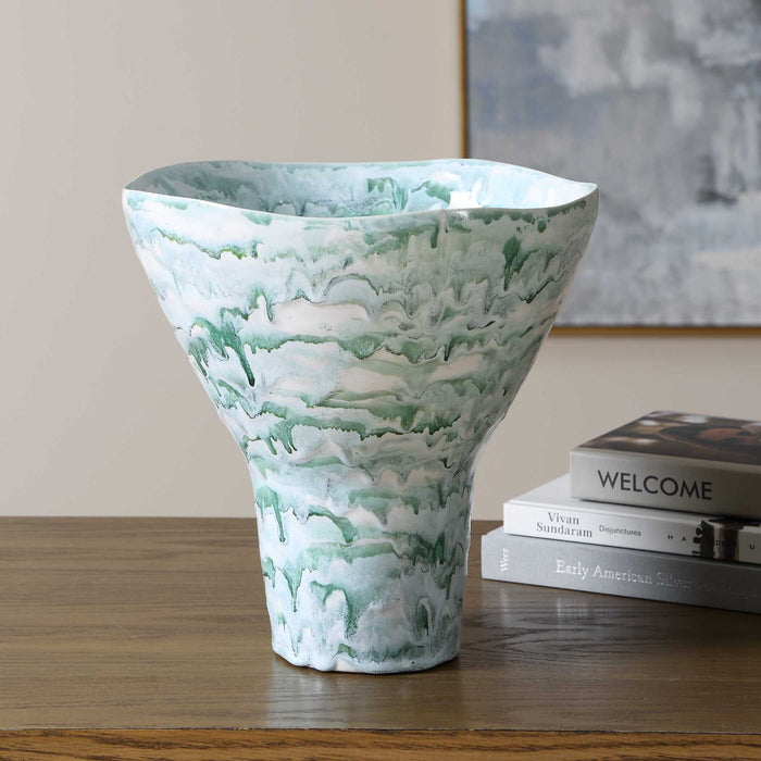 Jameis - Ceramic Watercolor Vase - Blue,Green,White