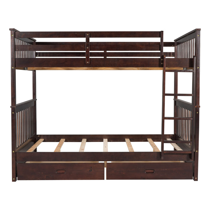 Bunk Bed With Ladders And 2 Storage Drawers