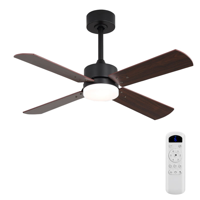 42" Ceiling Fan With Light And Memory Function, DC Reversible Motor, 4 Blades
