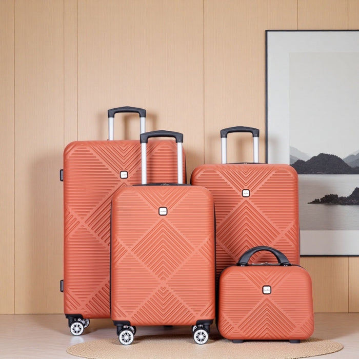 4 Piece Lightweight Suitcase, Makeup Box, Aircraft Wheels