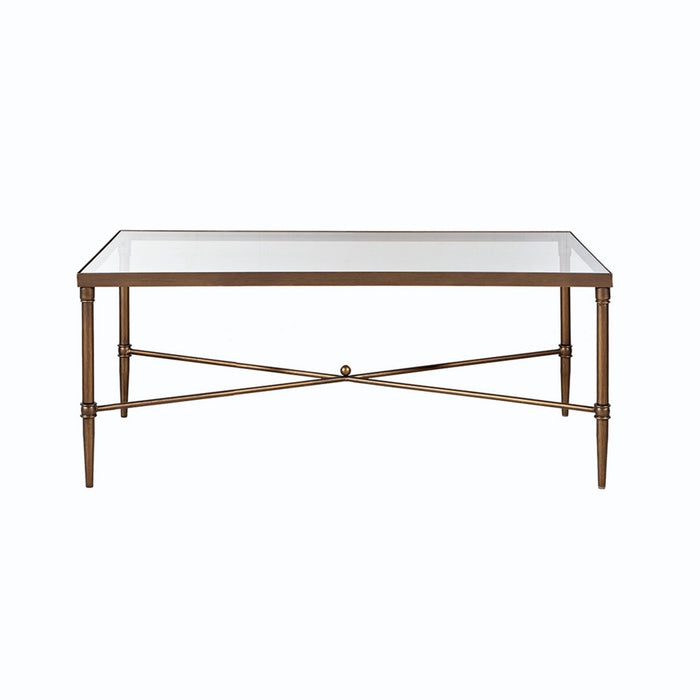 Metal Rectangle Coffee Table With Tempered Glass Top - Bronze