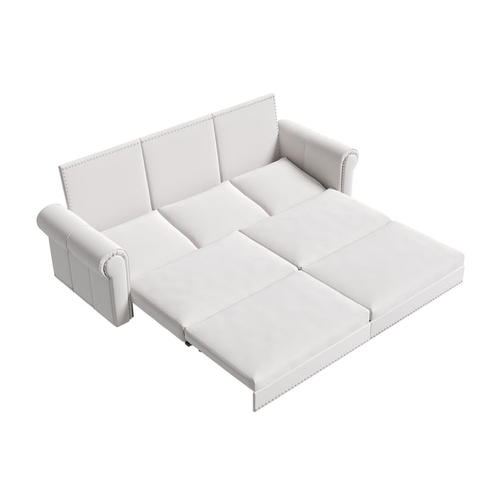 Pull Out Sofa Bed 3 In 1 Velvet Convertible Sleeper Sofa With Nailhead Trim & Rolled Arm, Multi Functional