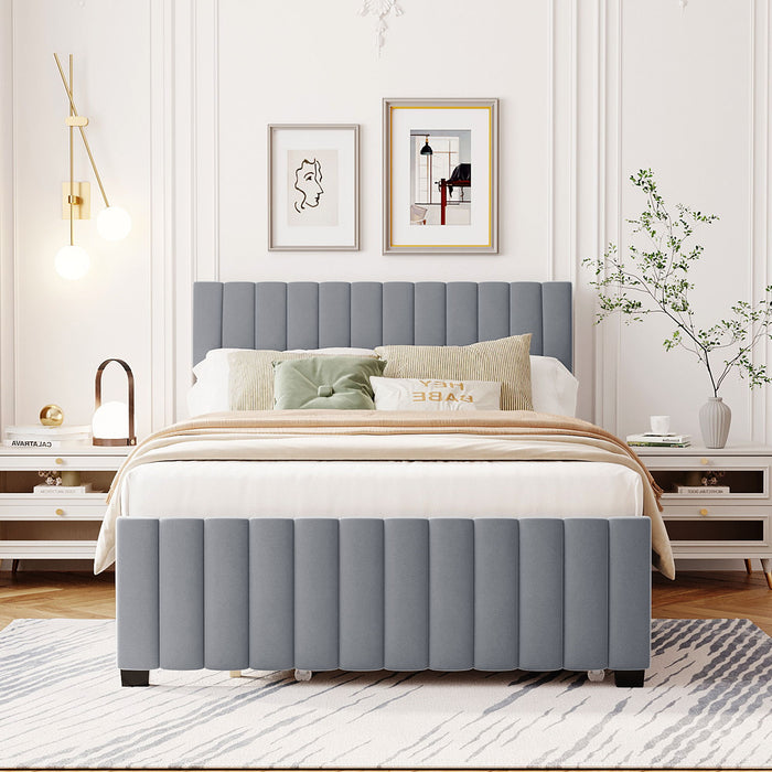 Elegant Upholstered Platform Bed With Twin Size Trundle