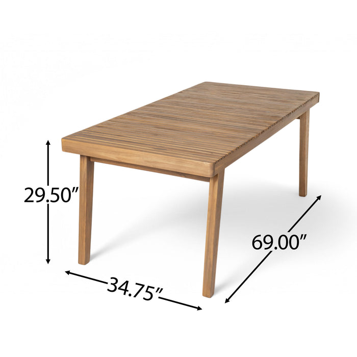 Outdoor Dining Table With Slatted Top, Ideal For Patio