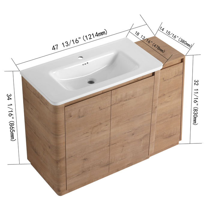 Freestanding Bathroom Vanity With Sink, 1 Small Storage Cabinet, Soft Close Door