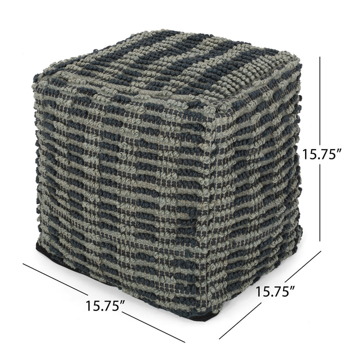 Walle - Fabric Square Pouf Ottoman And Floor Cushion Teal - Blue