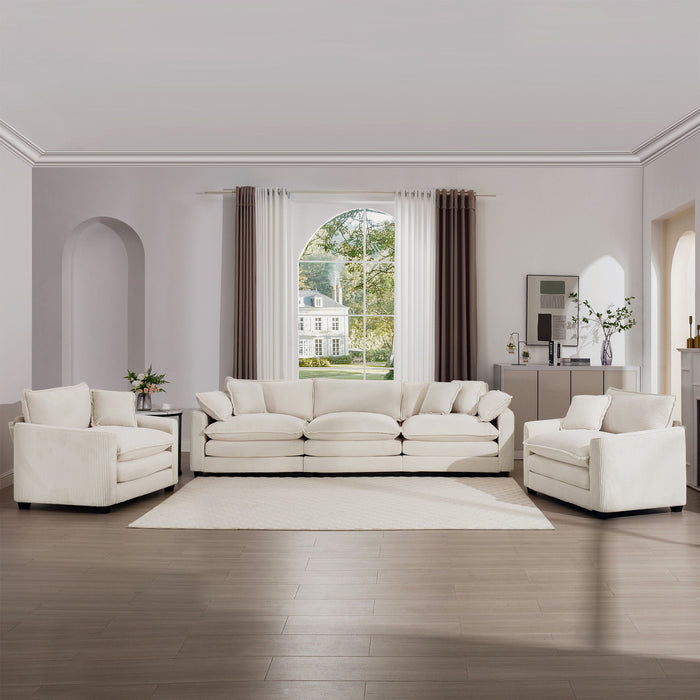 Elegant Corduroy Oversized Sectional Sofa Set With Deep Seats And Flexible Layout