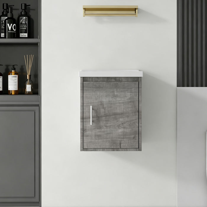 Floating Bathroom Vanity Combo, Wall Mounted Cabinet With Sink & Soft Close Doors For Small Bathrooms