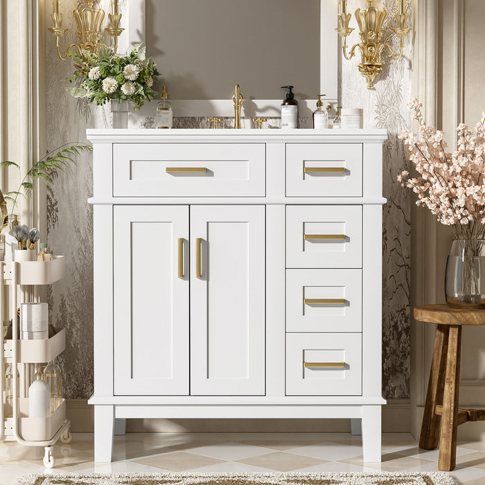 Modern Bathroom Vanity With Ceramic Sink, Soft Close Storage Cabinet