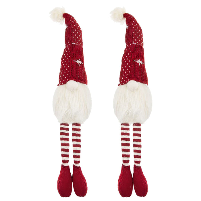 Christmas Gnomes Decorations, Christmas Table Home Ornaments For Holiday Party Gifts (Set of 2) - White / Red