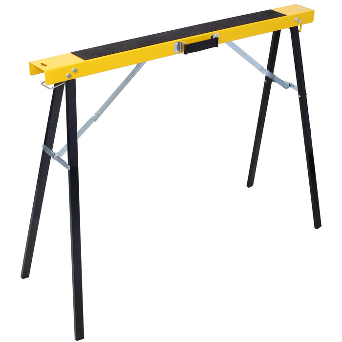 Folding Portable Saw Horses 2 Pack With Fast Open Legs, Heavy Duty For Garage And Workshop - Yellow / Black
